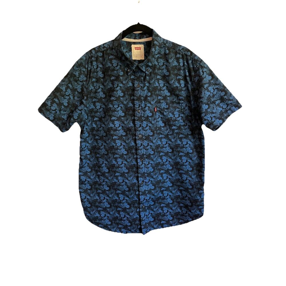 Levi’s Timely Crafted Shirt Men’s Large Blue Floral Short Sleeve‎ Button Up